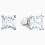 Stilla Attract stud earrings Square cut, White, Rhodium plated